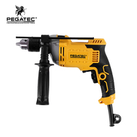 Perceuse à percussion PEGATEC 850W, moteur en cuivre pur, mandrin sans clé de 13 mm, contrôle de vitesse progressif avant/arrière avec poignée auxiliaire