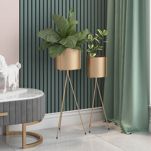 Macetas doradas de lujo para decoración interior, soporte grande y moderno de Metal, para plantas de jardín y plantas - Product Image 1