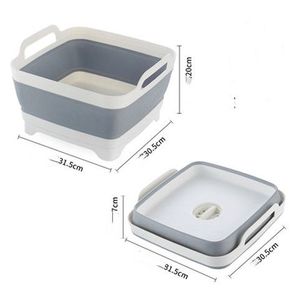 Bac <span class=keywords><strong>carré</strong></span> pliable en <span class=keywords><strong>plastique</strong></span> pour évier de cuisine, panier de rangement portable pour fruits et légumes, égouttoir télescopique - Product Image 4
