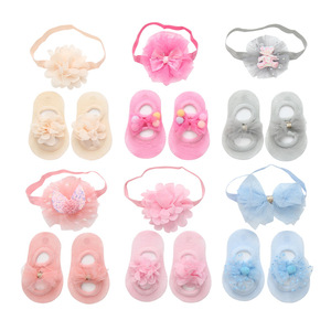 Konlee bán buôn nóng bán trẻ sơ sinh Bộ Quà Tặng ren hoa Headband và chống trượt bông ăn mặc Vớ cho trẻ sơ sinh cho mùa đông - Product Image 2