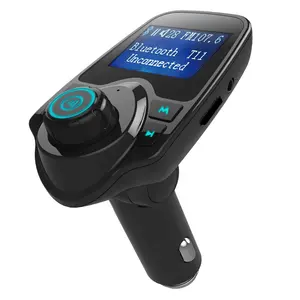 AGETUNR T11 Bluetooth V5.0 mp3 FMトランスミッター、AUX、デュアルUSB出力、DC5V 2.1A充電、ディスプレイカー電圧ステレオプレーヤー