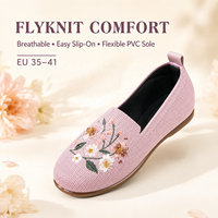 2026 Mocassins pour femme à broderie bouquet de marguerites, tige en maille volante, à enfiler, semelle extérieure souple en TPR, chaussures plates décontractées, Zapatos De Mujer