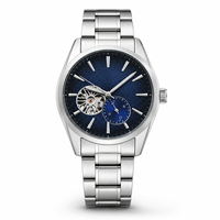 Reloj Mecánico de Negocios para Hombre de Primera Calidad, Resistente al Agua hasta 10 m, Caja de Aleación, Correa de Acero Inoxidable, Esfera con Indicadores, Cierre Oculto