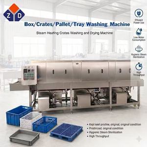 Machine de lavage automatique de caisses en acier inoxydable pour fruits et légumes avec moteur PLC, stérilisation haute efficacité, contrôlée par PLC - Product Image 1