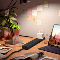 Multiprise intelligente VASTFAFA à 5 prises avec protection contre les surtensions, 2 ports USB de charge rapide, prise américaine, câble de 1,5 m, 16A