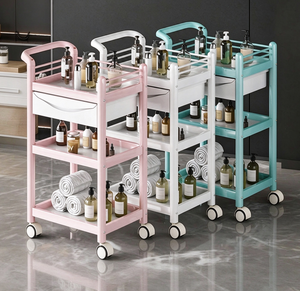 Chariot de rangement roulant en plastique avec tiroir et 4 roues, organisateur polyvalent pour salon de beauté, spa, salle de bain, chambre à coucher - Product Image 1