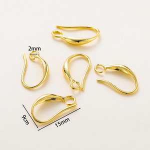 <b>Earring</b> <b>Hooks</b> 9x15mm Gold Plated Copper Color Preserving DIY Jewelry Findings Spring 2023 Yiwu Origin - Product Image 5