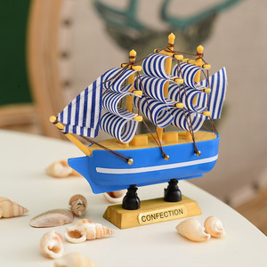 Cadeau créatif de style <span class=keywords><strong>méditerranéen</strong></span> modèle de <span class=keywords><strong>voilier</strong></span> bateau artisanat en bois fête maison décoration de gâteau ornements petite taille 10cm - Product Image 2