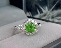 SGARIT OEM Fine bijoux 3.74g 18k Or Blanc 0.52ct Diamant 1.23ct Demantoid Anneau Marque Bijoux Fournisseur