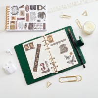 Livre d'autocollants réutilisables pour journal, Série Étiquettes Perdues, Matériel de journalisation, Base de collage, Décoration de messages, 4 modèles