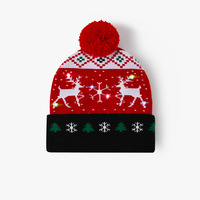 Cappello Invernale Lavorato a Maglia con LED Luminosi, Stile Y2K, Unisex, per Genitori e Figli, in Acrilico Jacquard