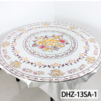 Nappe de table circulaire dorée de luxe 60 pouces en PVC imperméable avec motif floral métallique pour fête de l'Aïd