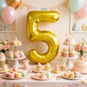 Palloncino Foil Numero 5 Dorato 80cm per Decorazioni Festa, Riempibile con Elio - Product Image 3