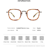 Gafas Borregls de Acetato y Titanio para Mujer, Diseño Cuadrado, Marca de Diseñador, Novedad 2025, Lentes Ópticas para Hombre, Modelo 185730