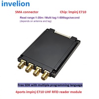 EPC Gen2 múltiples Lectura 4 puertos impinj fijo uhf módulo lector rfid con placa de desarrollo con TCP/IP rs232 SDK libre