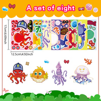 8 pièces de haute qualité Kawaii personnalisé Animal autocollant décoratif Original mer créature visage Swap ensemble autocollants