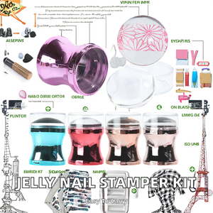 Kit de tamponnage pour ongles double 3,8 cm, tampon en silicone effet gelée, racloir en plastique, ensemble portable de transfert d'images pour DIY Nail Art et manucure en salon - Product Image 2