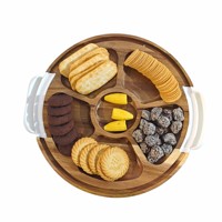 Grandes planches de charcuterie de voyage en bois d'acacia avec poignée de couvercle Planches de charcuterie à découper en bois avec compartiment intégré pour le service du fromage