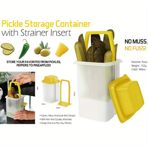 BPA Free Multipurpose Reusable <b>Pickle</b> <b>Jar</b> Strainer Flip-Top Lid Leakproof <b>Pickles</b> Container for Kitchen Camping Food Storage Box - Product Image 6