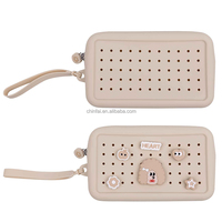 Pochette de téléphone portable en silicone, sac de rangement cosmétique à fermeture éclair pour appareils électroniques numériques, sac à main pour téléphone