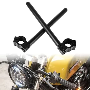 Manubrio da Moto Nero Regolabile CNC 32 33 35 36 37 39 41 45 48 50 51 MM Clip-on per Forcella <span class=keywords><strong>Cafe</strong></span> <span class=keywords><strong>Racer</strong></span> - Product Image 1
