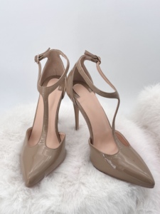 Scarpe da donna con tacco alto a spillo a punta in <span class=keywords><strong>pelle</strong></span> verniciata Sexy eleganti décolleté da banchetto dorate da passerella - Product Image 4