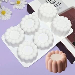 6 Cavity 3D Round Flower Mousse Cake Mold Aromatherapy Candle Silicone Mold Paper Cupcake Baking Mold - Product Image 3
