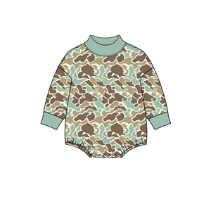Combinaison pour bébé personnalisée à imprimé camouflage, manches longues, col montant, combinaison douce unisexe, vêtements décontractés pour bébé, automne - Product Image 6