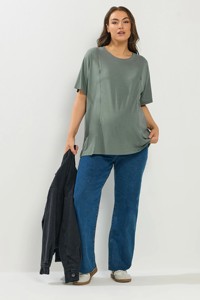 T-shirt d'allaitement en coton biologique modal vert sauge pour la maternité, respirant, à fermeture pull-over, idéal pour l'été - Product Image 3