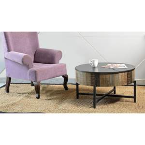 DB T1216C Table basse Vintage rustique Table à thé en teck et métal Durable Design européen pour meubles de salon de bureau à domicile - Product Image 6