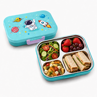 Boîte à lunch portable pour enfants avec logo personnalisé, en acier 304, coque intérieure en PP, 4 compartiments, 696 ml, pour l'école