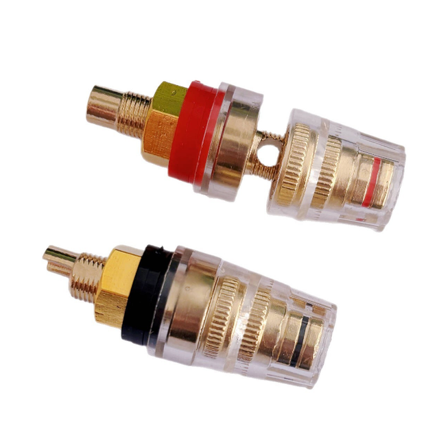 Large Size Clear Color 45mm Gold Plated Speaker Terminal Binding Post for 4mm Banana Plug