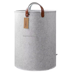 Hot Ins Foldable Laundry <b>Basket</b> with Leather Handle Washable Felt Dirty Clothes Storage for Bedroom or Bathroom Use - Product Image 3