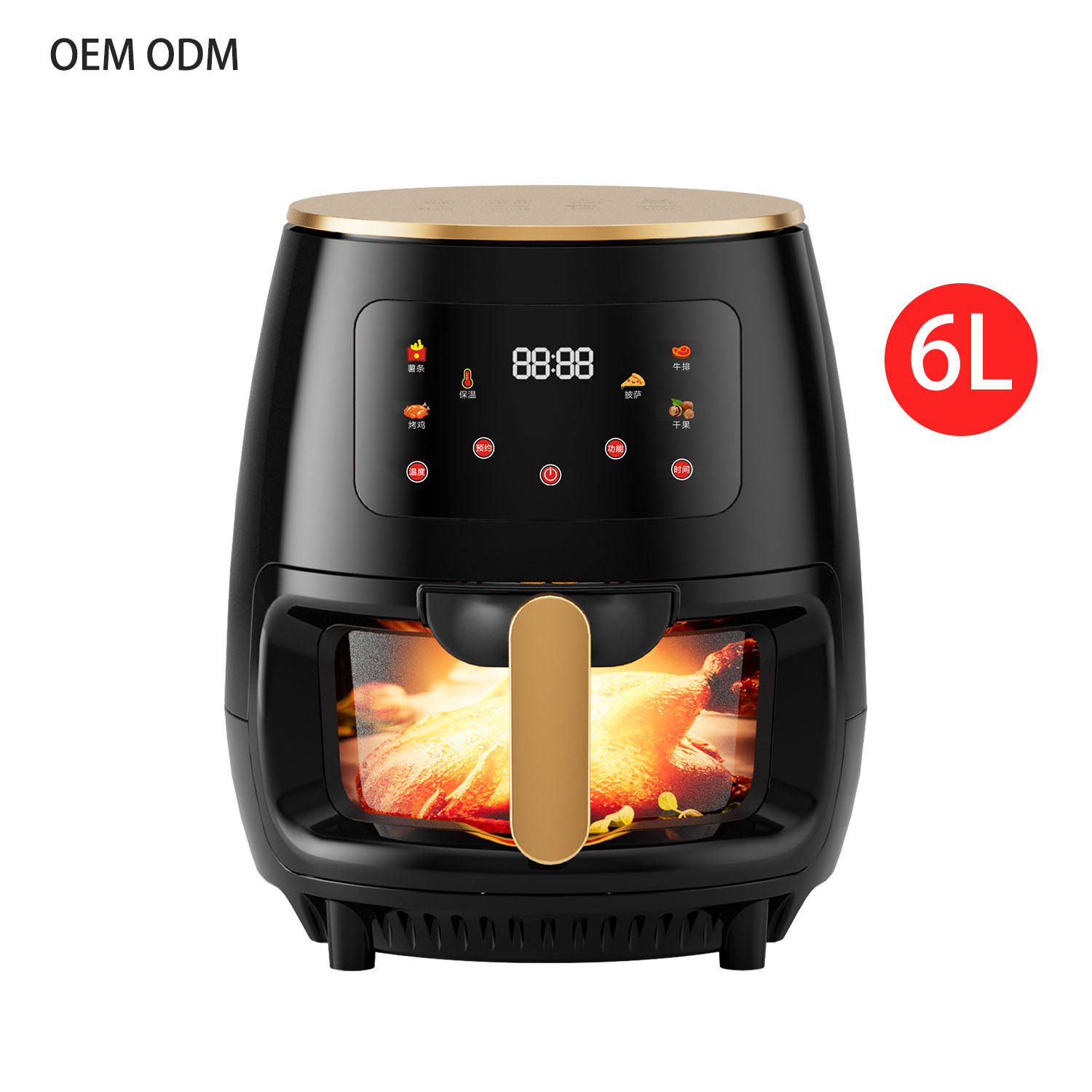 АФ12 OEM ODM 4 л 6 л, 2400 Вт, популярная оптовая продажа, бытовая, здоровая электрическая цифровая смарт-машина без масла с визуальным окошком, Воздушная фритюрница