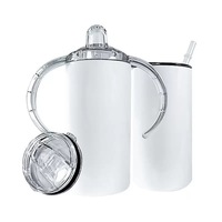 12oz BPA libre de biberón de bebé sublimación recta sin costuras Sippy taza para niños pequeños con 2 tapas