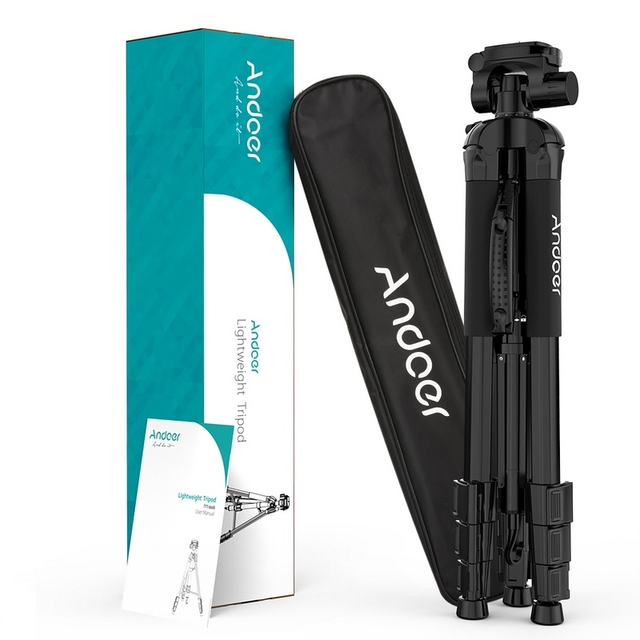 Andoer TTT-666R Camera Tripod Monopod Travel Portable Lightweight Tripod for Camcorder with Carry Bag Max.Load 4kg