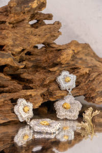 ต่างหูห่วงลายดอกพุดข้ามพรมแดน ดีไซน์ทันสมัย ทำจากโลหะผสมทองแดง ดีไซน์ดอกไม้เดี่ยวและคู่ สไตล์โบฮีเมียน ชุบเงิน - Product Image 2