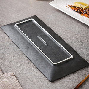 <span class=keywords><strong>Plateau</strong></span> <span class=keywords><strong>de</strong></span> service rectangulaire en porcelaine <span class=keywords><strong>de</strong></span> style Japandi, écologique, noir et blanc, pour restaurant - Vaisselle - Product Image 4