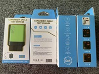 Adaptateur secteur 65W GAN à charge rapide PD QC3.0, chargeur mural à double port, câble Type-C rétractable, prise US UK EU, écouteurs, appareil photo