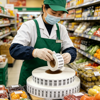 Étiquettes autocollantes pour codes-barres, papier thermique pour supermarchés, épiceries et commerces de détail