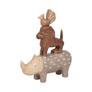 Scultura in resina di ippopotamo con leone e uccello impilati, per decorare casa, bagno, ufficio, studio, soggiorno - Product Image 2