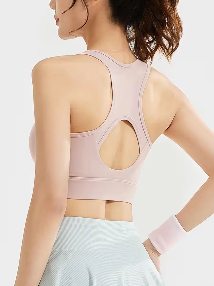 Women's Breathable Adjustable Zip Front Strapless Wireless Sports Bra Removable Pads for Post-Surgery Active Yoga Casual Medium
