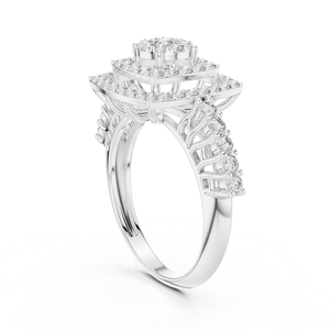 Bague en argent avec diamant, bijou classique élégant et stylé pour femme, parfait pour les mariages, les fiançailles, les anniversaires et les soirées. - Product Image 1