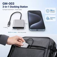 Mini Hub USB C 3 en 1, HDTV 4K60Hz, PD100W, USB 3.0 5Gbps, Aluminio Anodizado, Base de Conexión Portátil para Teléfono, Oficina Móvil, para Laptop y PC