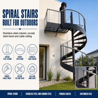 Escalier en spirale extérieur sur mesure, design moderne, garde-corps en câble d'acier inoxydable pour villa, maison, patio, jardin, escaliers