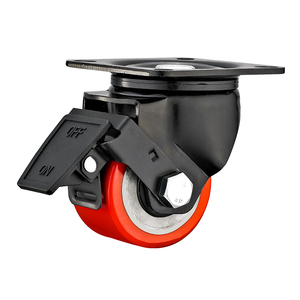 2''2.5''3''Top Plate Hochleistungs-Low-Center-Schwerkraft-Eisenkern Red PU Caster Equipment Trolley Caster Wheels - Product Image 6