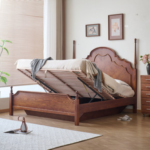 American Retro Solid Wood <b>Bed</b> French Vintage Style <b>Double</b> Storage Master Bedroom Furniture Anna <b>Bed</b> - Product Image 2