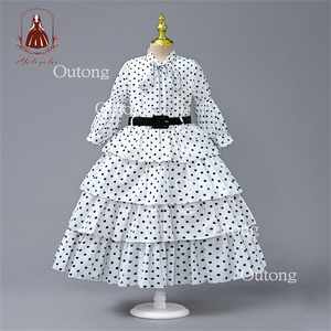 Yoliyolei abiti estivi per ragazze, gonna lunga da damigella d'onore vestito da principessa per bambini vestito da torta a strati a pois/ - Product Image 2