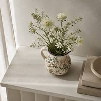 Vase en céramique floral peint à la main ARM LVG, style vintage, rustique, pour la décoration de la maison, pichet à fleurs avec poignée pour la décoration de la table