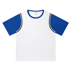 T-shirt da basket di alta qualità, effetto due pezzi, da uomo, traspirante, ad asciugatura rapida, vestibilità slim, giacca sportiva casual. - Product Image 2
